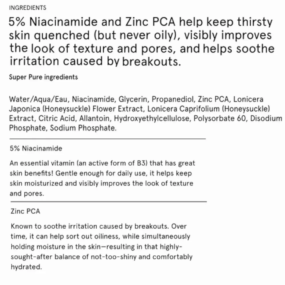 GLOSSIER SUPER PURE NIACINAMIDE + ZINC BALANCING SERUM